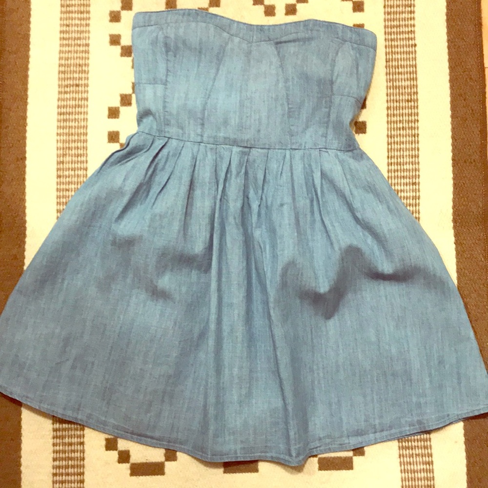 Denim flare mini dress